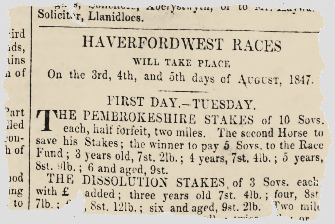 race advert old 1847